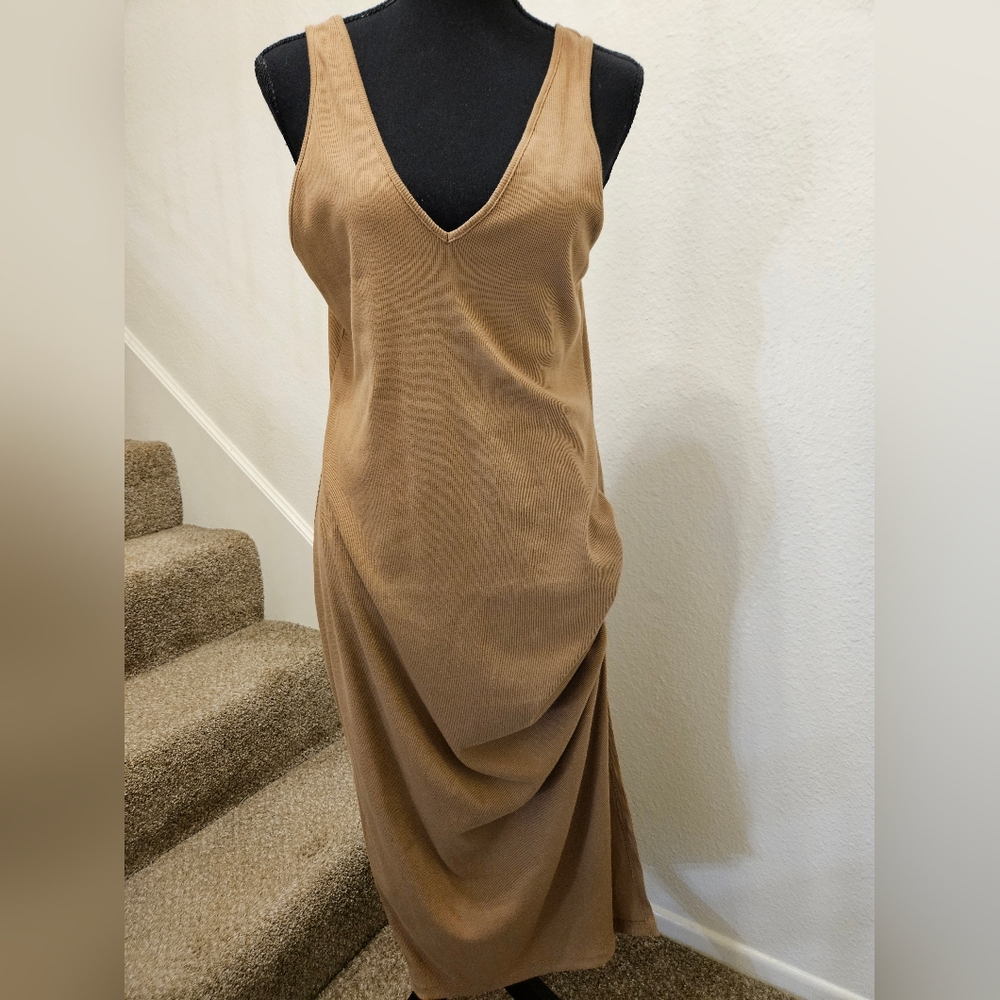 Chic Tan Midi Dress